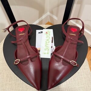 NEW Larroude Burgundy Pointy Toed Flats